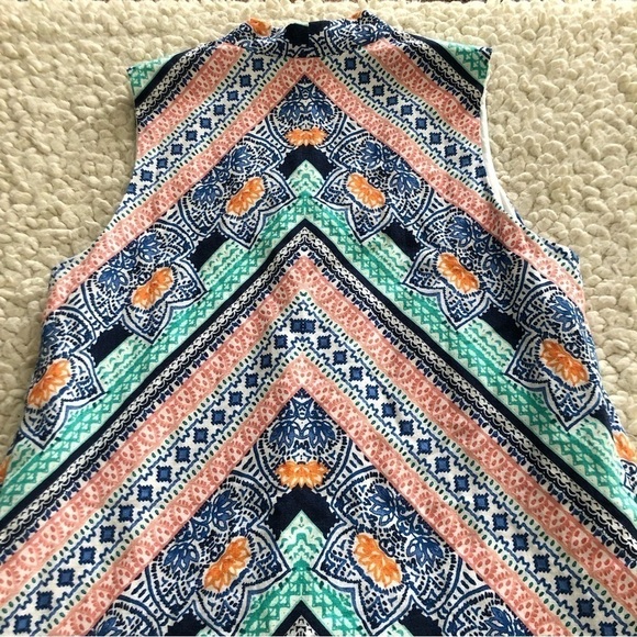 TOMMY Bahama Linen Rayon Sleeveless Bohemian Aztec Floral Dress Size Small - Picture 7 of 9